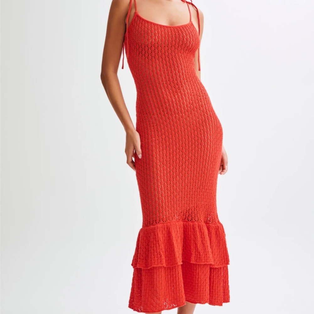 Knit Midi Dress - Pomegranate